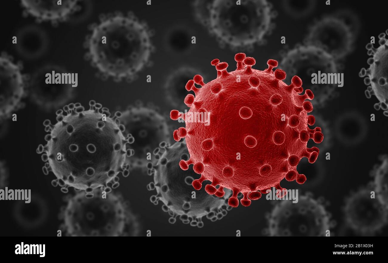 COVID-19. Ausbruch des Coronavirus. 2019-2020. 3D-Abbildung. Stockfoto