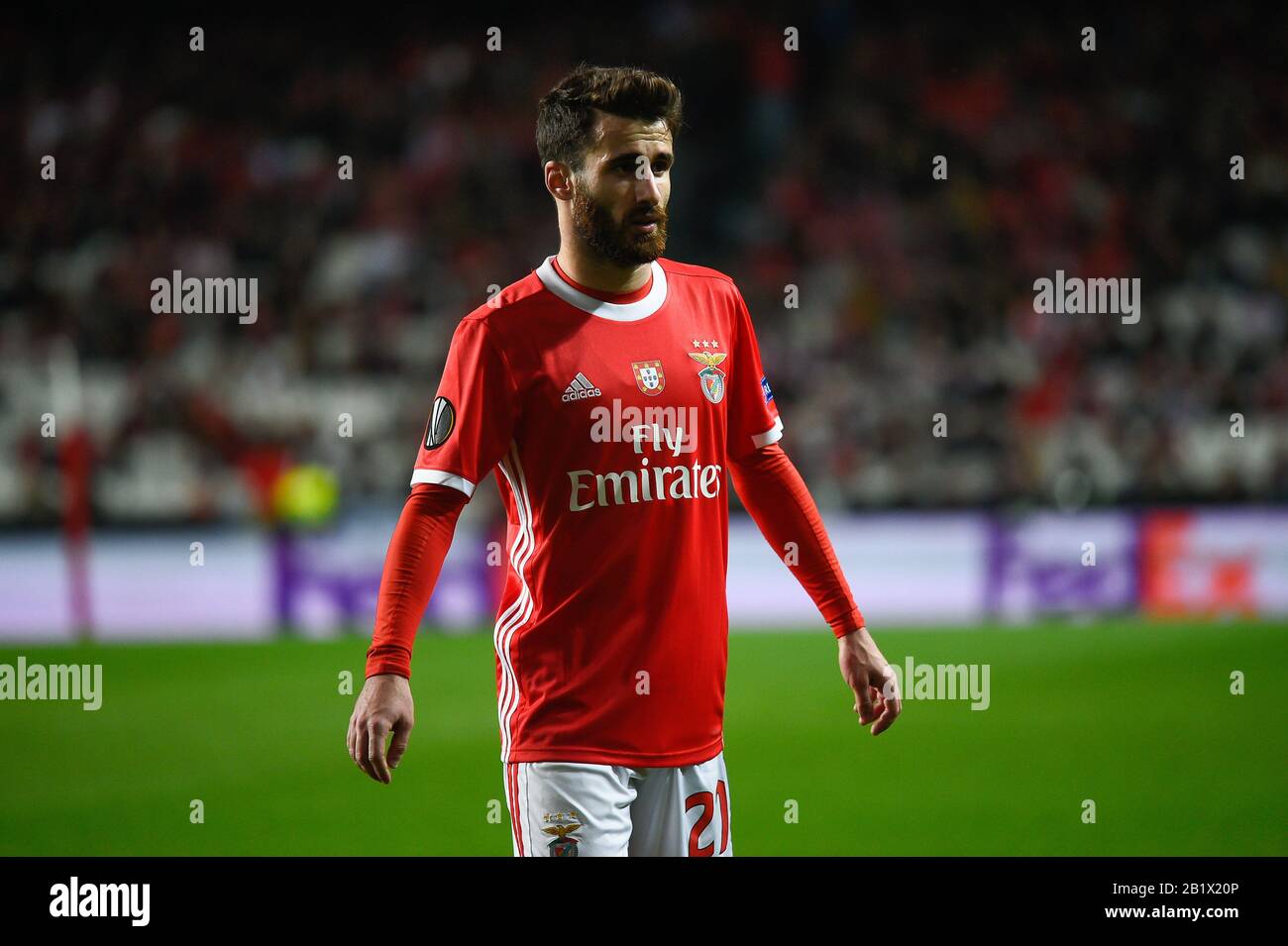 Rafa Silva von Benfica im Einsatz während der zweiten Runde der UEFA Europa League in Runde 32 zwischen Benfica und Schachtar Donezk in Estedio da Luz in Lissabon.(Endstand; Benfica 3:3 Schachtar Donezk) Stockfoto