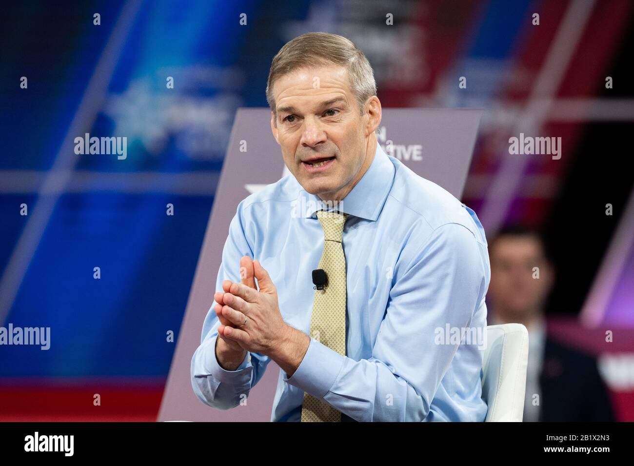 Der US-Vertreter Jim Jordan (R-OH) spricht während der Conservative Political Action Conference (CPAC) in Oxon Hill. Stockfoto