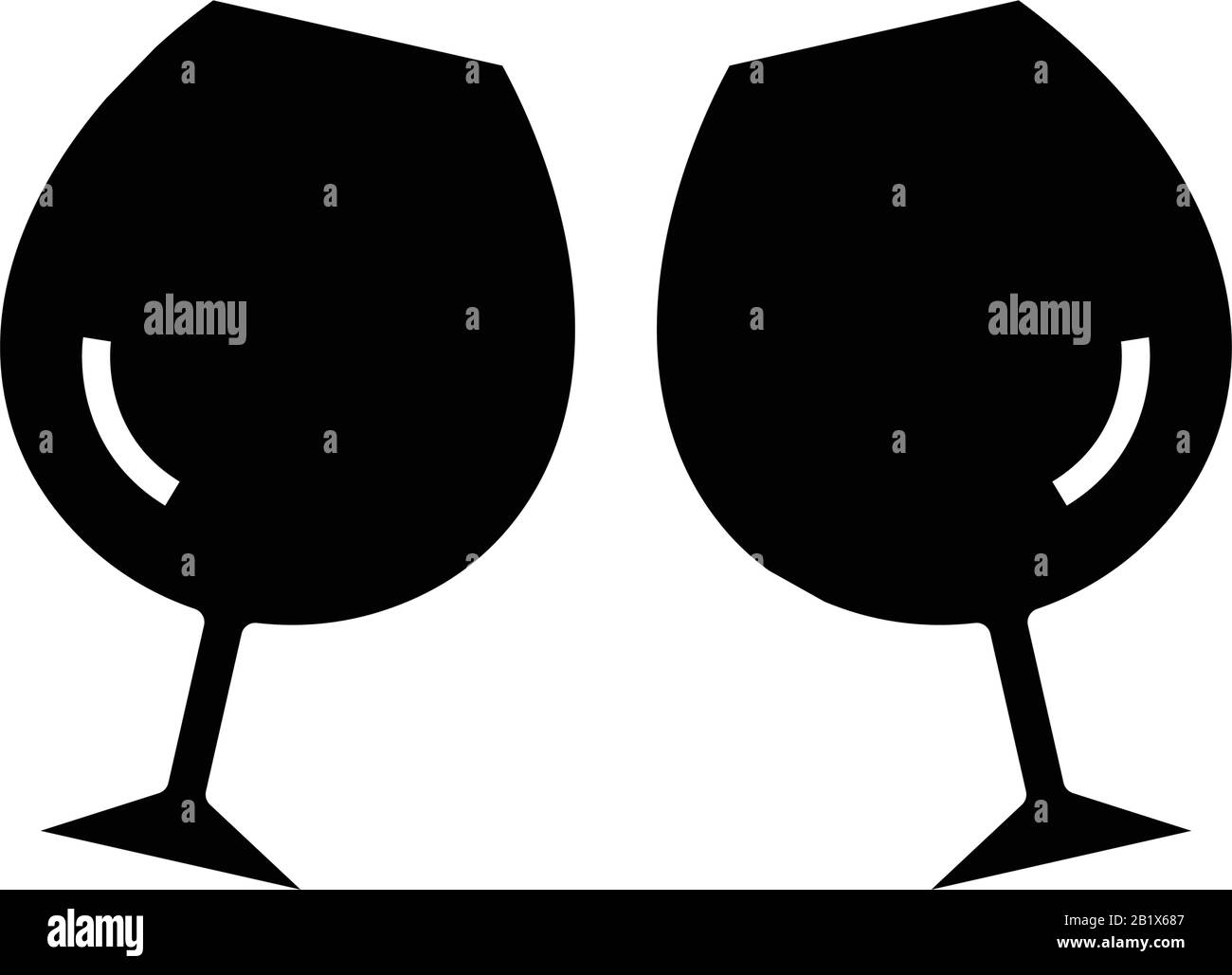 Klopfen von Gläsern schwarz Symbol, Konzeptabbildung, Vektor-Flachsymbol, Glyph-Zeichen. Stock Vektor