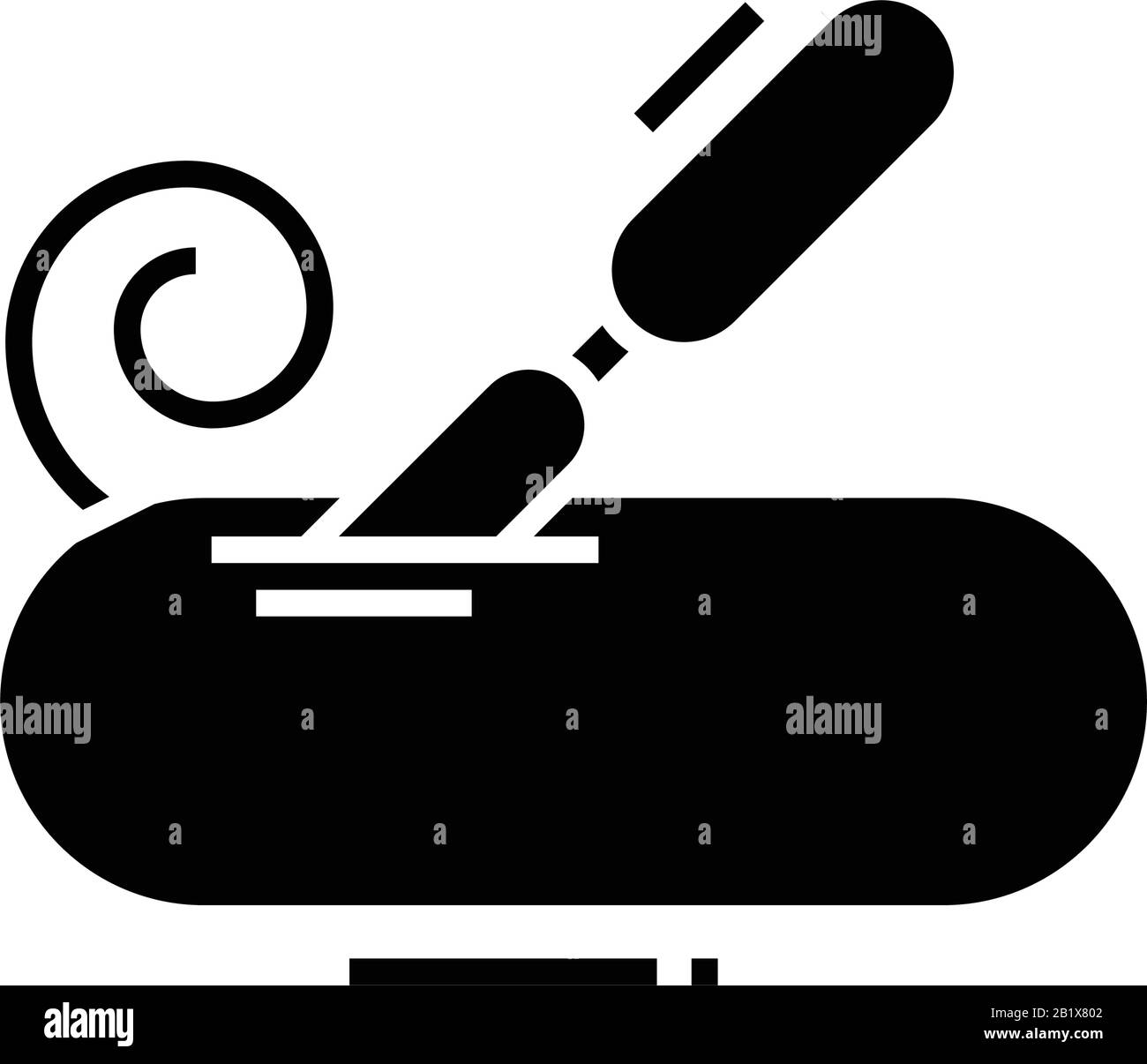 Trennpapier, schwarzes Symbol, Konzeptabbildung, Vektor-Flachsymbol, Glyph-Zeichen. Stock Vektor