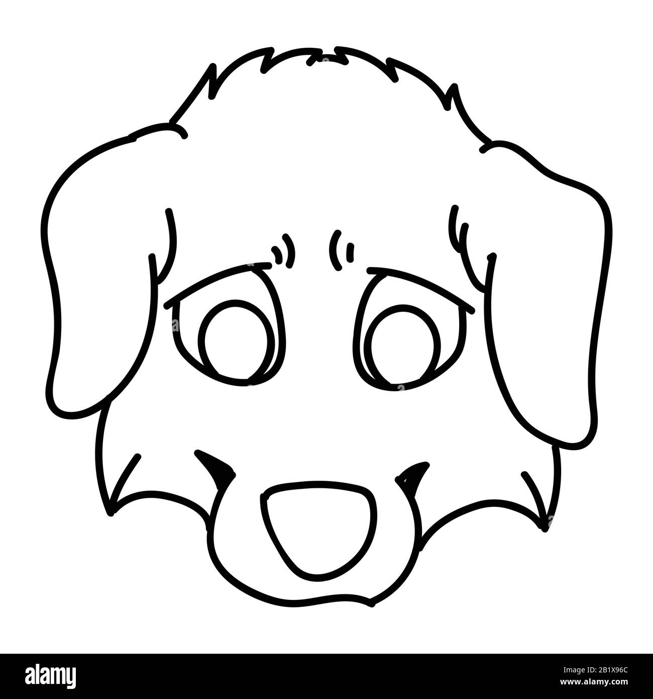 Cute Cartoon monochrome Lineart Welpe australische Gesicht Hirtenhund Vektor Clipart. Stammbaum Zwingerdoggie Rasse für Hundefreunde. Reinrassige Hausangete für Stock Vektor