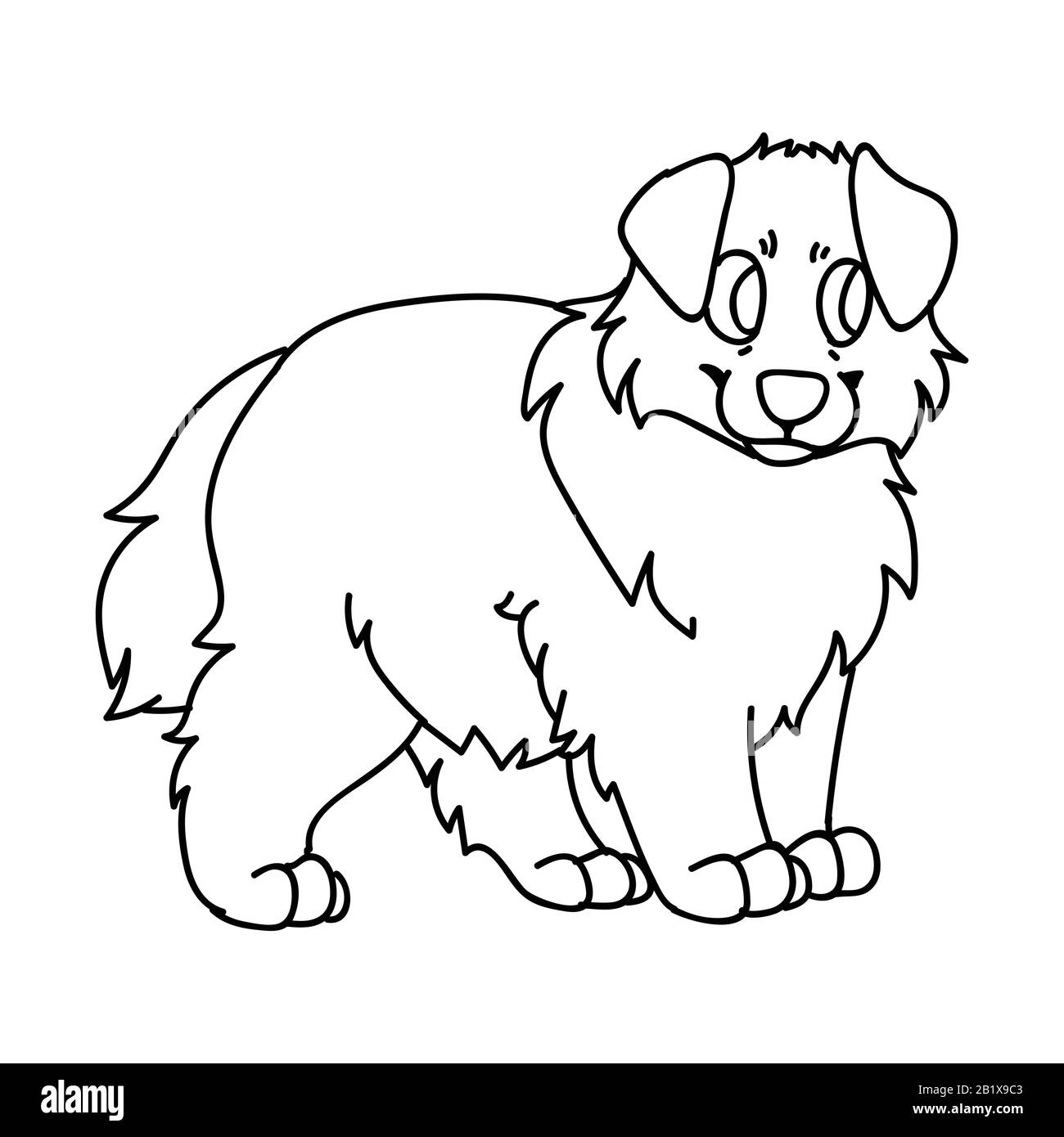 Cute Cartoon monochrome linearet Welpe australian Shepherd dog Vector clipart. Stammbaum Zwingerdoggie Rasse für Hundefreunde. Reinrassige Haustiere Stock Vektor