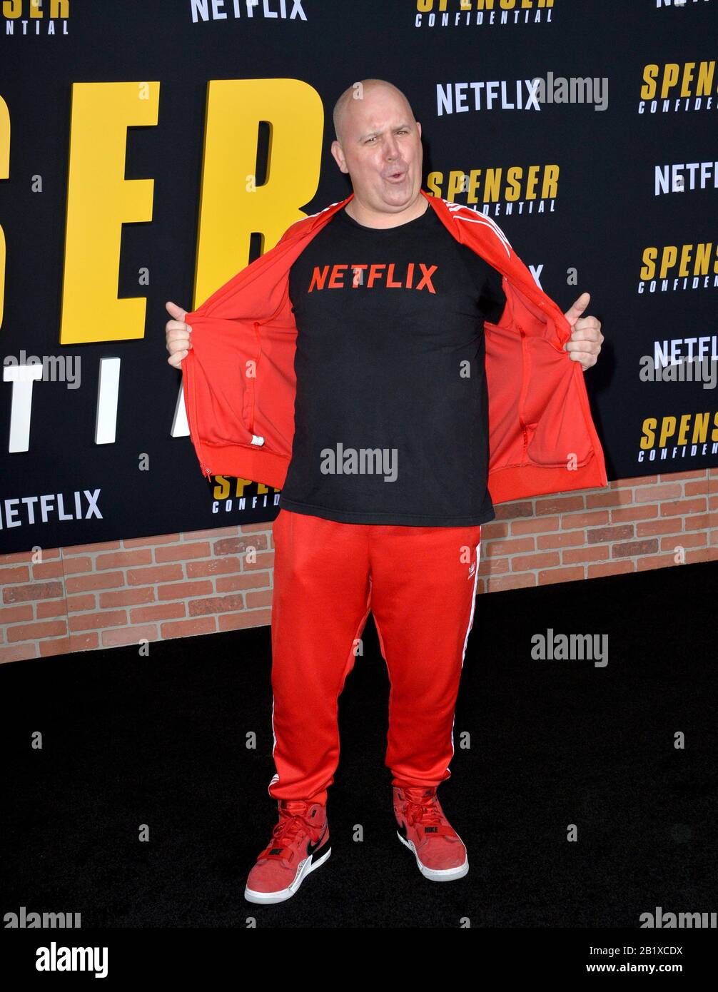 Los Angeles, USA. Februar 2020. Los ANGELES, CA: 27, 2020: James Dumont bei der Weltpremiere von 'Spenser Confidential' im Regency Village Theatre. Bildnachweis: Paul Smith/Alamy Live News Stockfoto