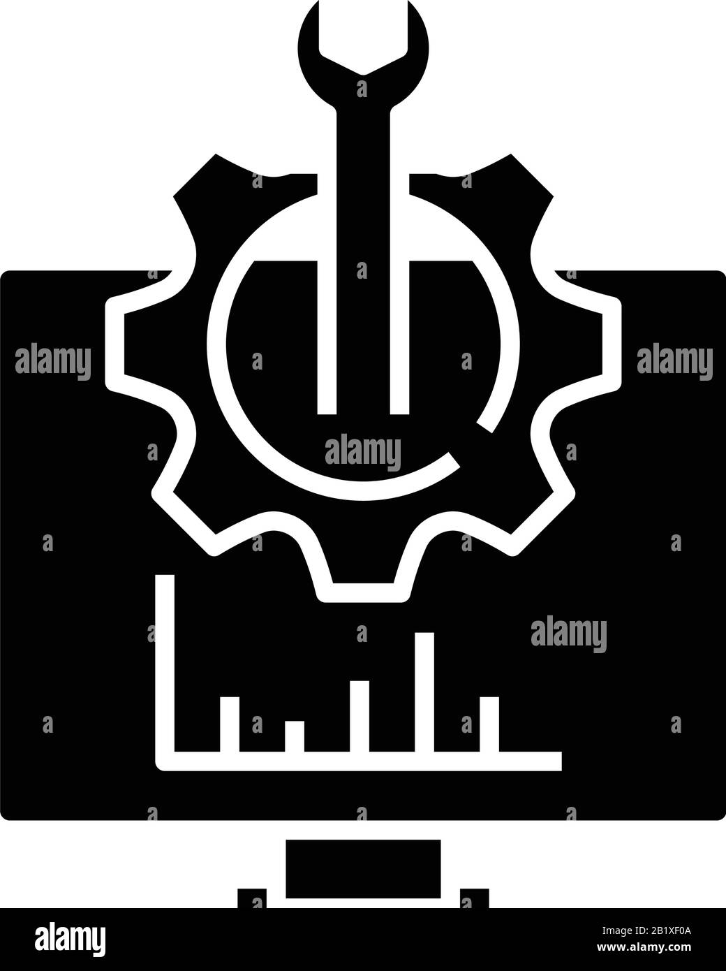 Computereinstellungen schwarzes Symbol, Konzeptabbildung, Vektor-Flachsymbol, Glyph-Zeichen. Stock Vektor