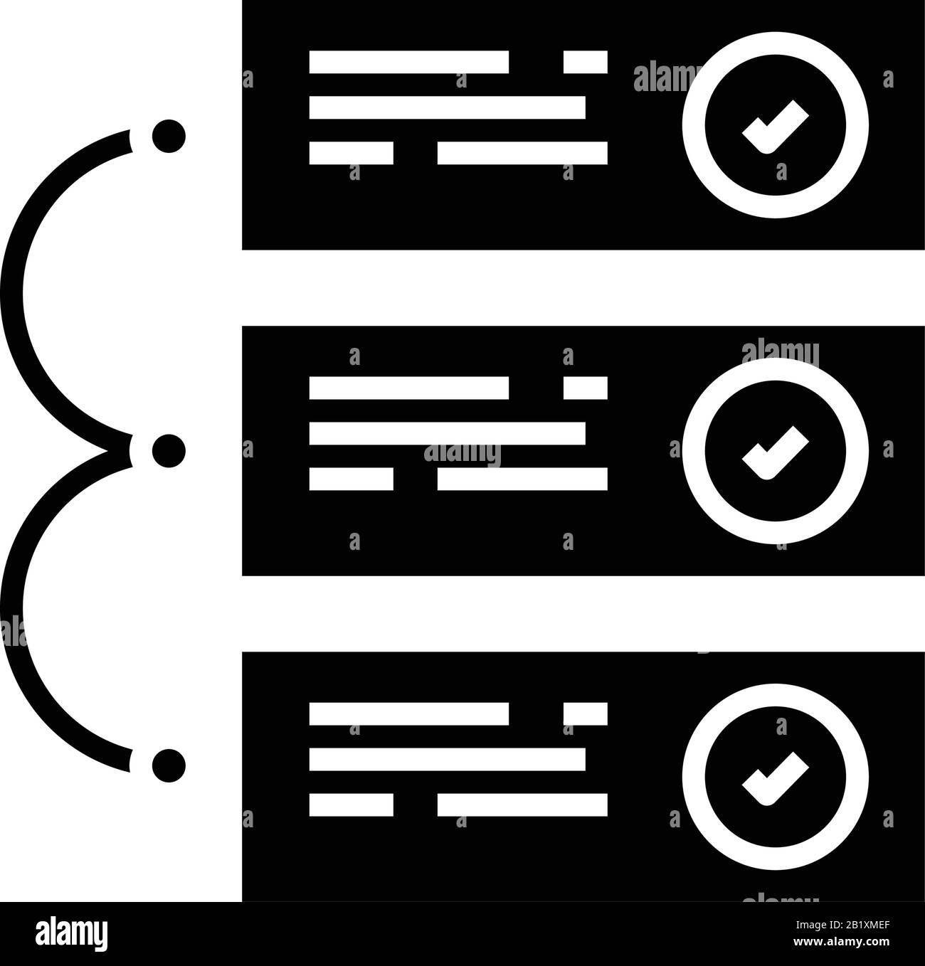 Connected Tasks Black Icon, Concept Illustration, Vector Flat Symbol, Glyph Sign. Stock Vektor