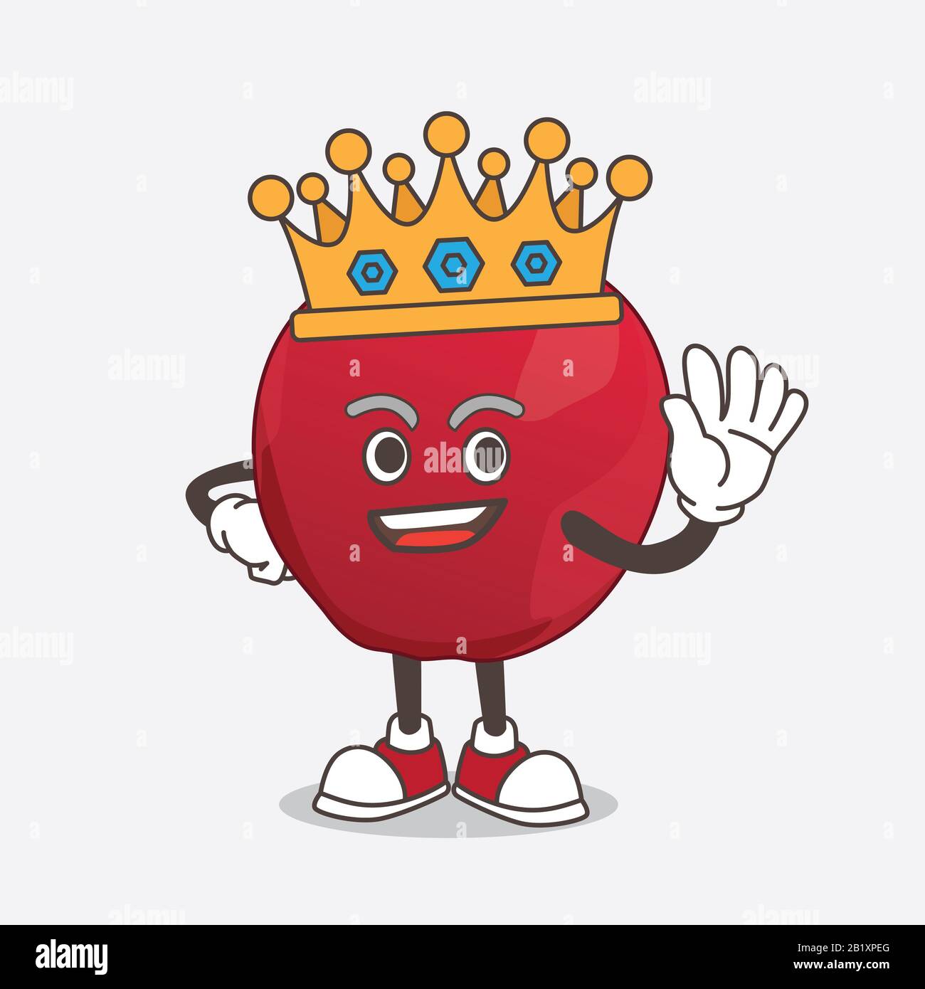 Ein Bild des apfels der Cartoon-Maskottchen-Figur, das von King auf dem Cartoon-Maskottchen-Design stilisiert wurde Stockfoto