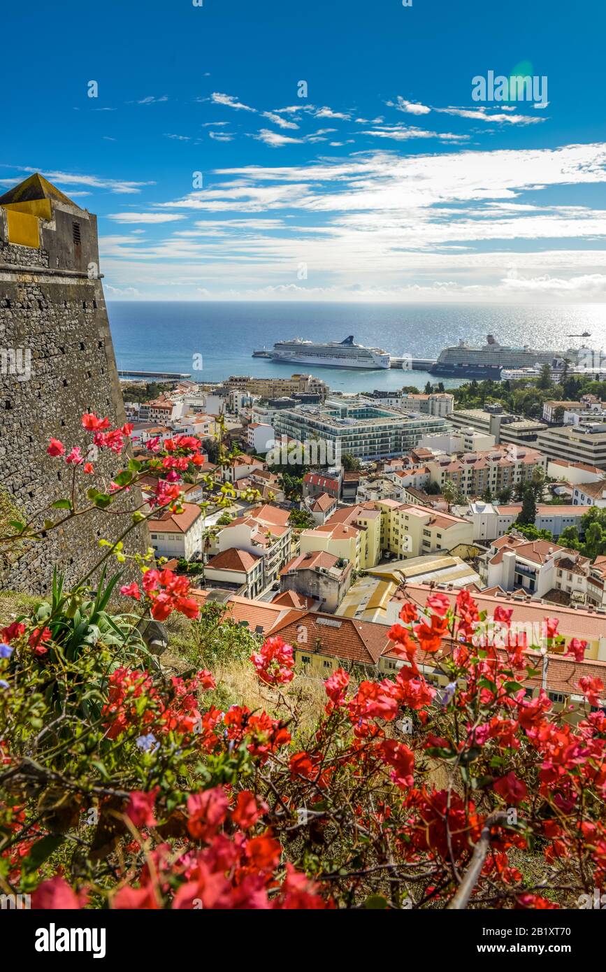 Fortaleza do Pico, Stadtpanorama, Funchal, Madeira, Portugal Stockfoto