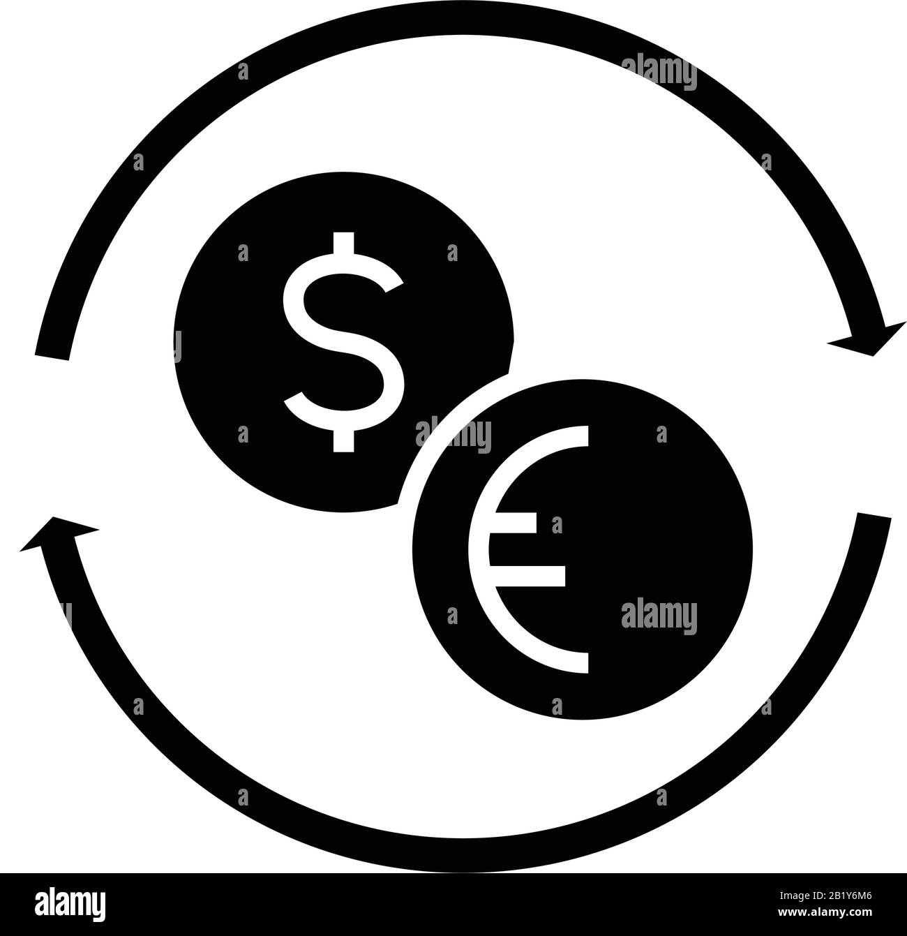 Geldwechsel, schwarzes Symbol, Konzeptabbildung, Vektor-Flachsymbol, Glyph-Zeichen. Stock Vektor