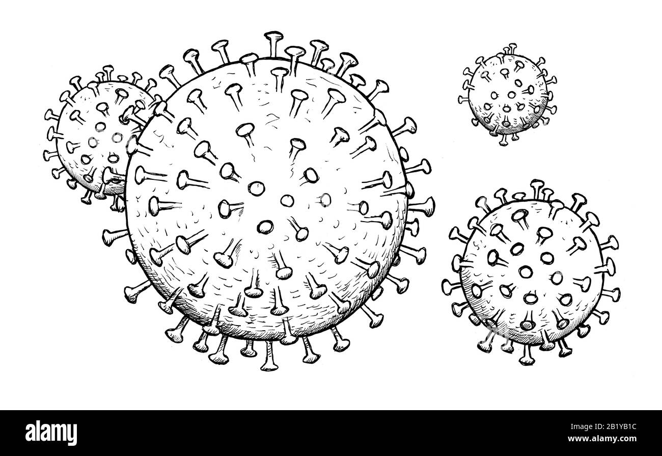 Zeichnung von Coronavirus COVID-19 Stockfoto