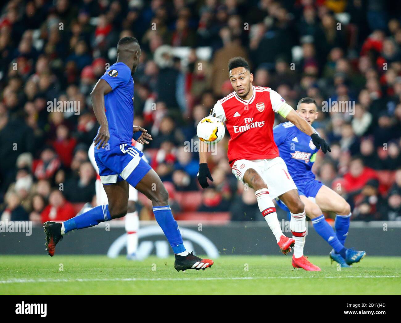 London, Großbritannien, 27. FEBRUAR Pierre-Imarick Aubameyang von Arsenal während der Europa League Runde der 32. Etappe zwischen Arsenal und Olympiakos bei Der Em Stockfoto