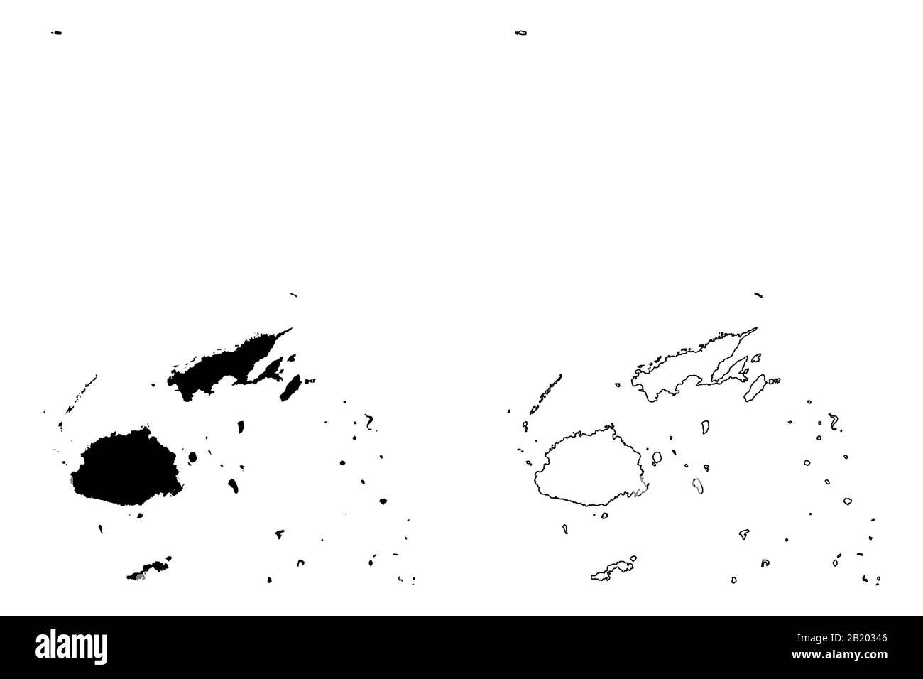 Republik Fidschi (Melanesien, Südpazifischer Ozean) Kartenvektorillustration, Skizze Fidschi (Viti Levu, Vanua Levu, Taveuni, Kadavu, Insel Rotuma Stock Vektor