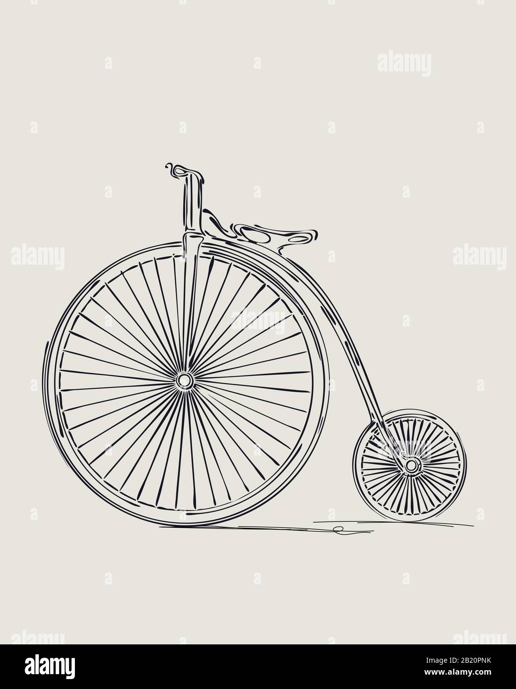 Penny-Farthing Retro-Fahrrad, Vektorskizze Stock Vektor