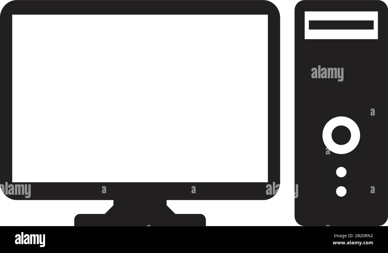 Computersymbol-Vorlage schwarz bearbeitbar. Computer-Symbol Symbol Flat Vector Illustration für Grafik- und Webdesign. Stock Vektor