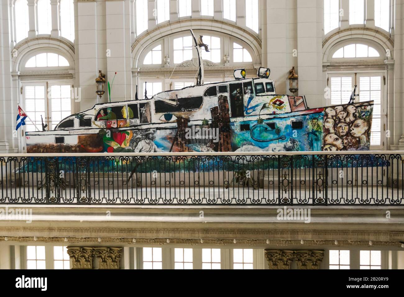 Künstlerische Darstellung der Granma-Yacht im Museum der Revolution, Havanna, Kuba Stockfoto