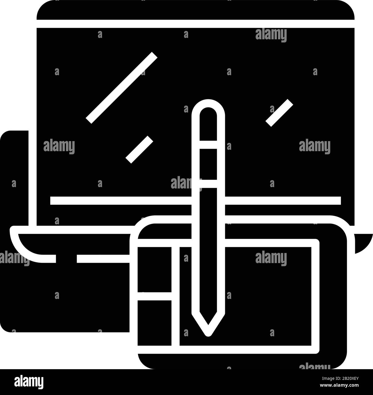 Digitales Malzeichen, schwarzes Symbol, Konzeptabbildung, Vektor-Flachsymbol, Glyph-Zeichen. Stock Vektor