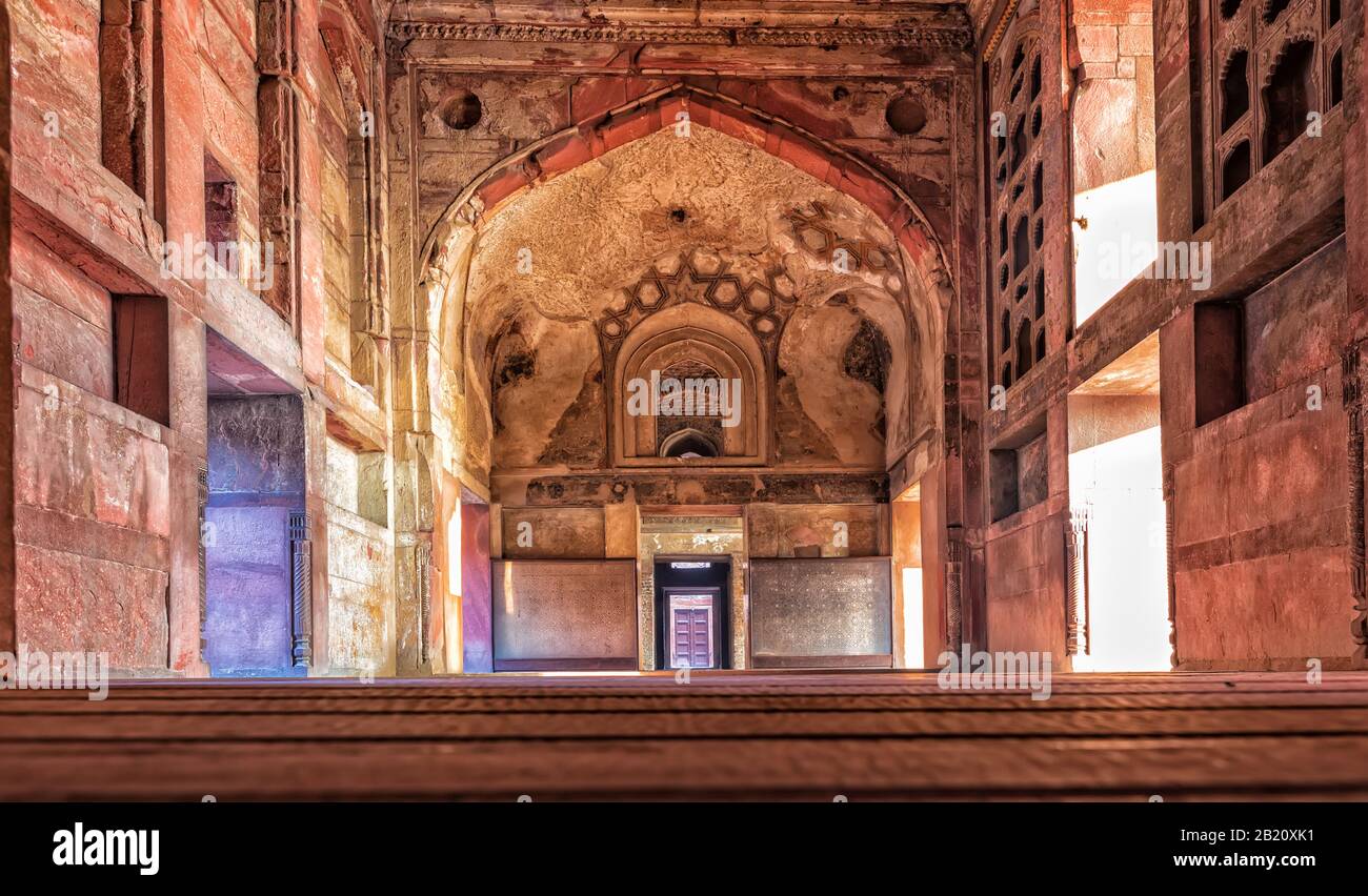 Agra Fort Eingang, schöne Details, Indien Stockfoto