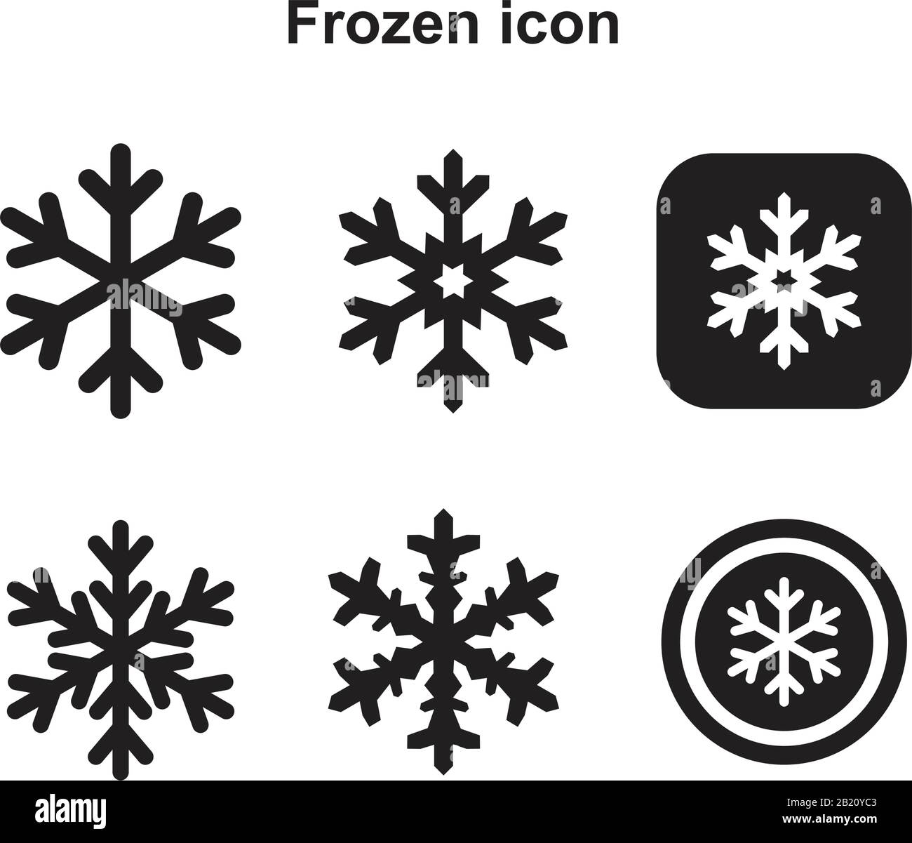 Gefrorene, Schneesymbole-Vorlage, schwarze Farbe bearbeitbar. Tiefgefrorenes Symbol für Schneesymbol Flache Vektorgrafiken für Grafik- und Webdesign. Stock Vektor