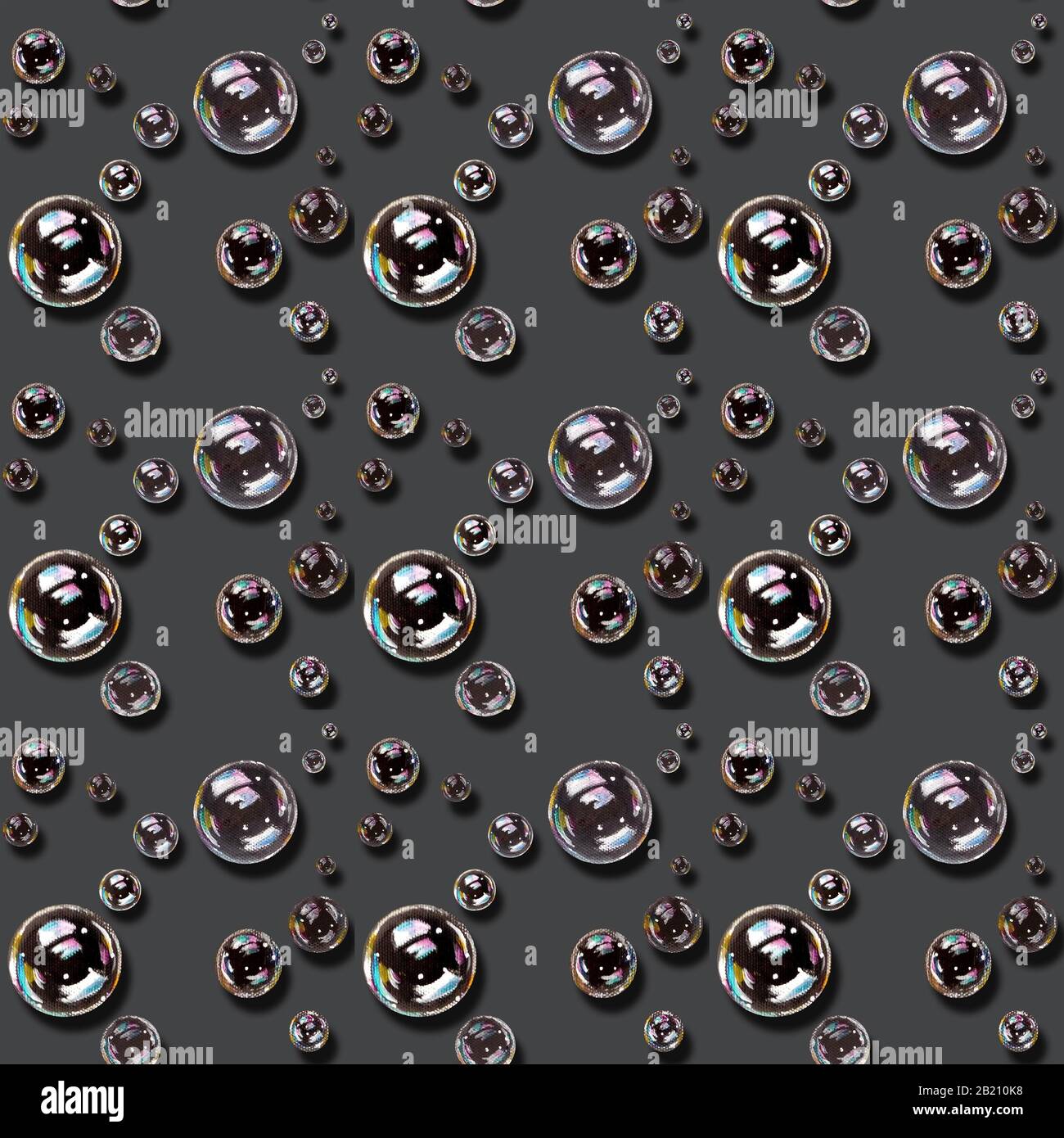 Tapete, Wickelpapier, nahtloses Muster, Seifenblasen, Hintergrund schwarz, Ausschnitt, Deutschland Stockfoto