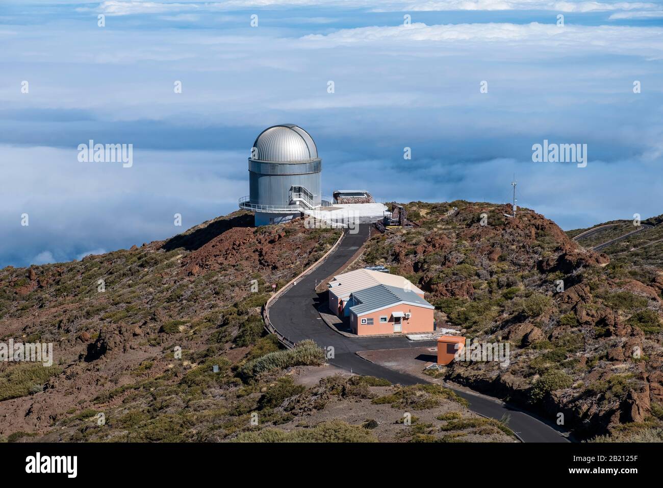 Observatorium, Observatorium auf dem Roque de los Muchachos, Gran Telescopio Canarias, La Palma, Kanarische Inseln, Kanarische Inseln, Spanien Stockfoto