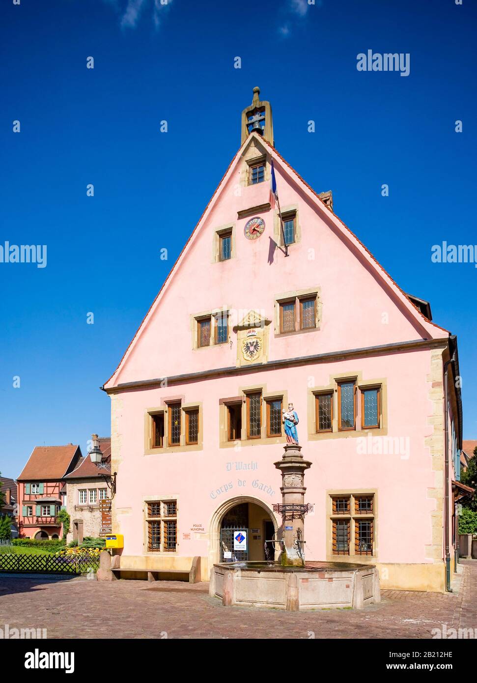 Place Turenne mit Gildenhaus, Tuerkheim, Elsaß, Frankreich Stockfoto