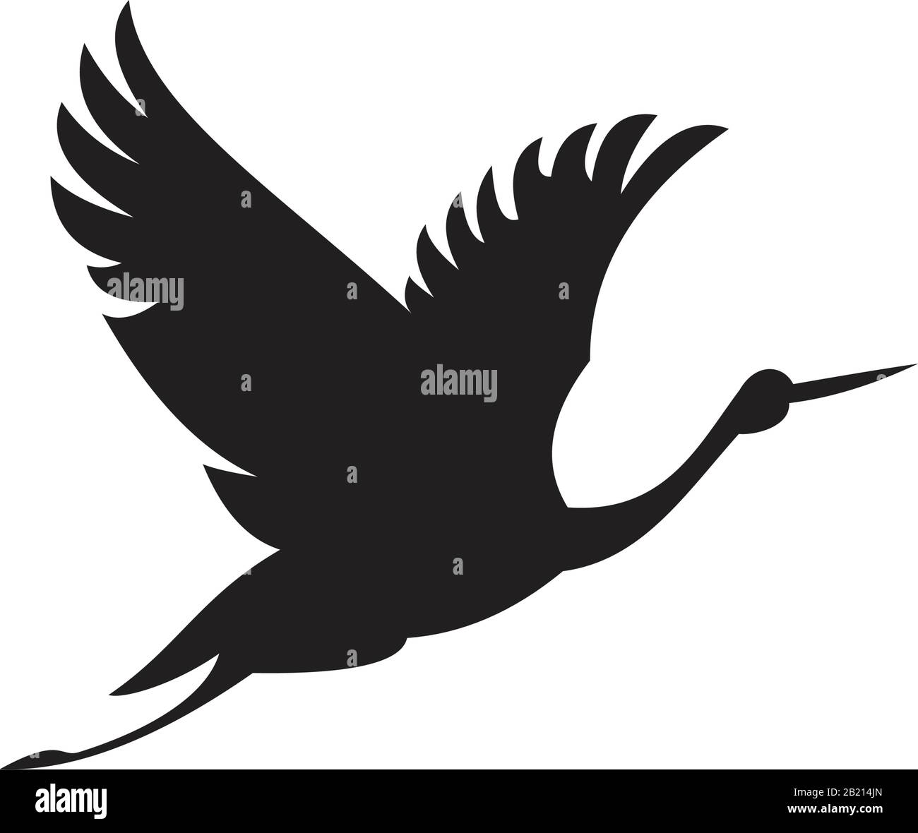 Vogel- oder Reiheren-Symbol-Vorlage in schwarzer Farbe editierbar. Vogel- oder Reiherfliegendes Symbol Flache Vektorgrafiken für Grafik- und Webdesign. Stock Vektor