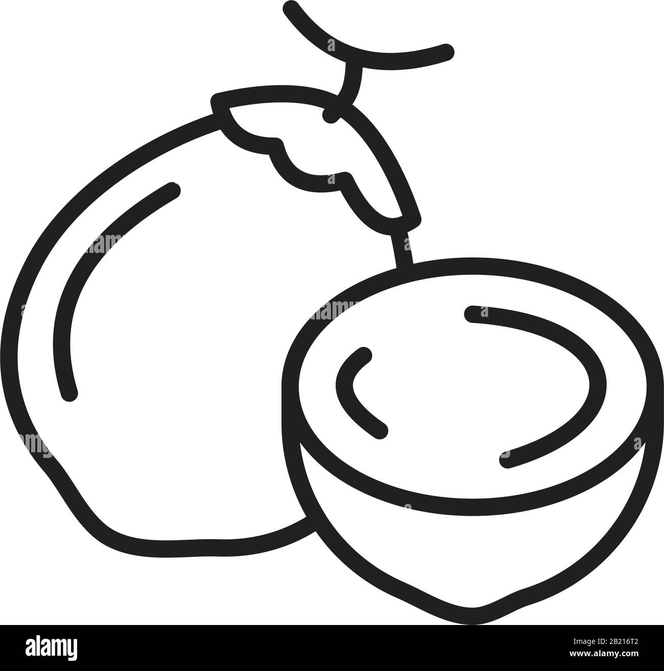 Frische Kokosnussicon Vorlage schwarz Farbe editierbar. Frische Kokosnusssymbol Symbol Flache Vektorgrafiken für Grafik- und Webdesign. Stock Vektor