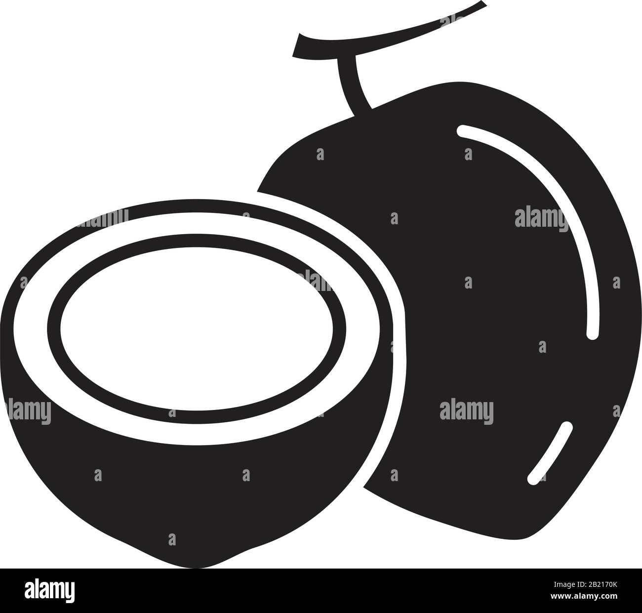 Frische Kokosnussicon Vorlage schwarz Farbe editierbar. Frische Kokosnusssymbol Symbol Flache Vektorgrafiken für Grafik- und Webdesign. Stock Vektor