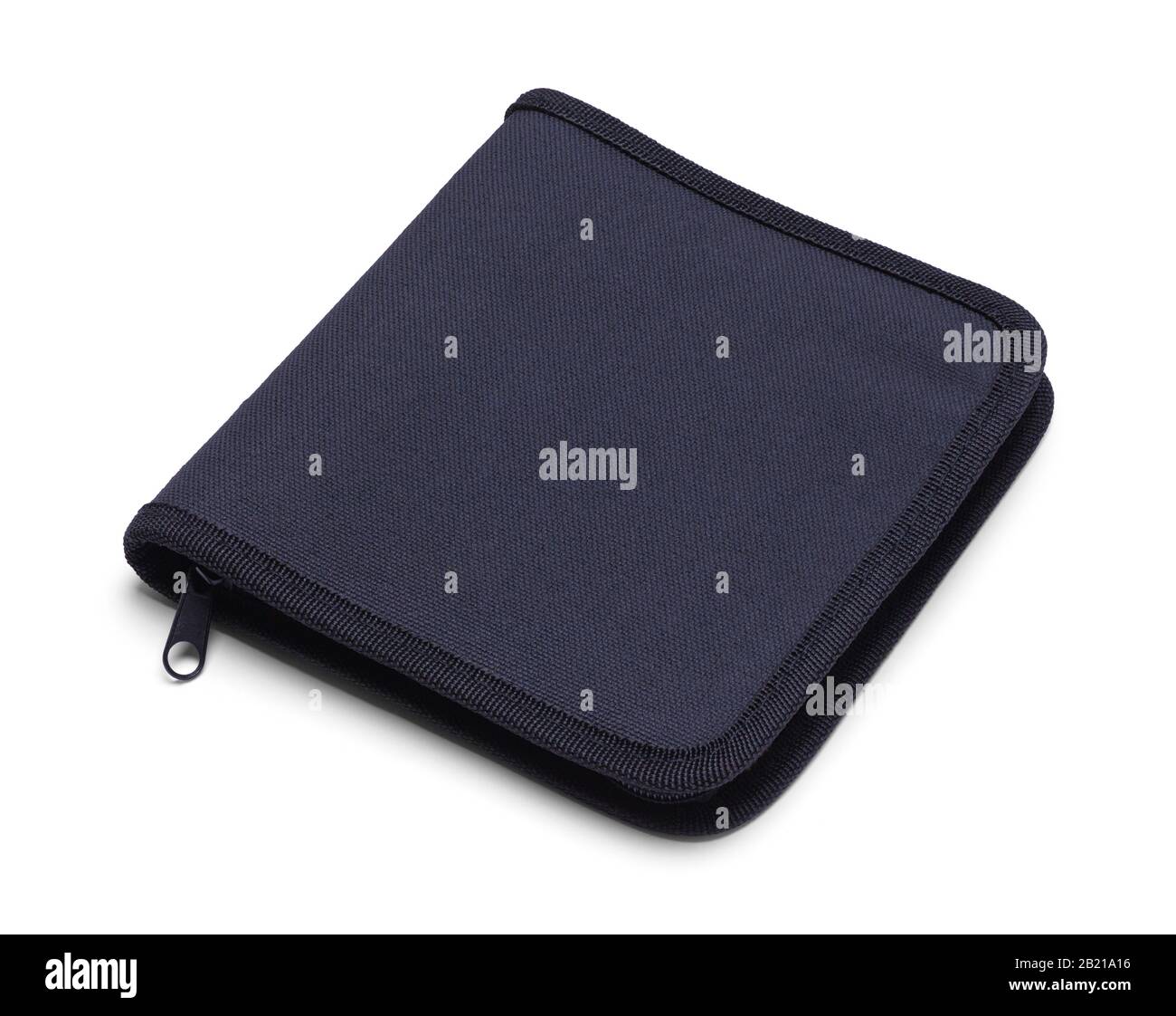 Schwarze CD-Haltertasche Isoliert auf weißem Hintergrund. Stockfoto