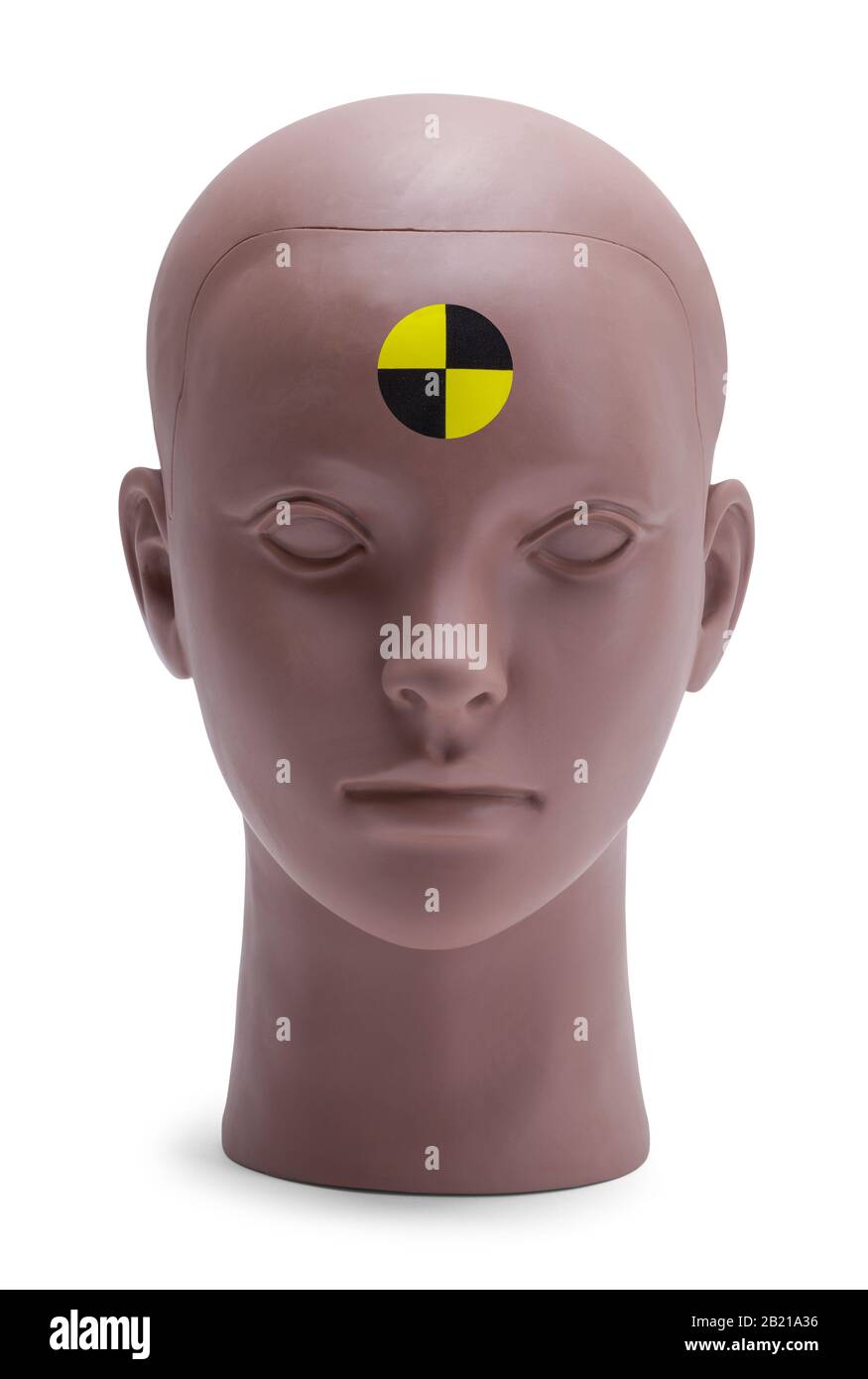 Absturztest Dummy Head Isoliert auf weißem Hintergrund. Stockfoto