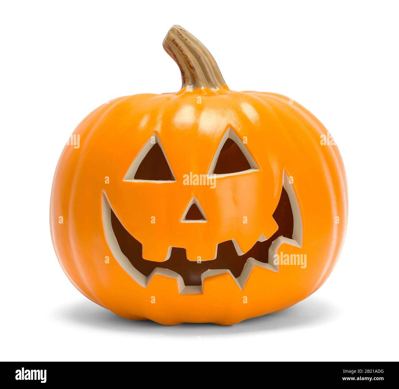 Halloween Pumpkin Gesicht Isoliert auf weißem Hintergrund. Stockfoto