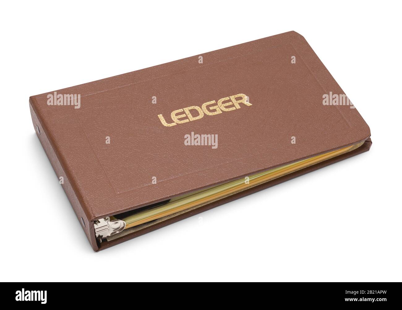 Ledger Book Binder Auf weißem Hintergrund Isoliert. Stockfoto