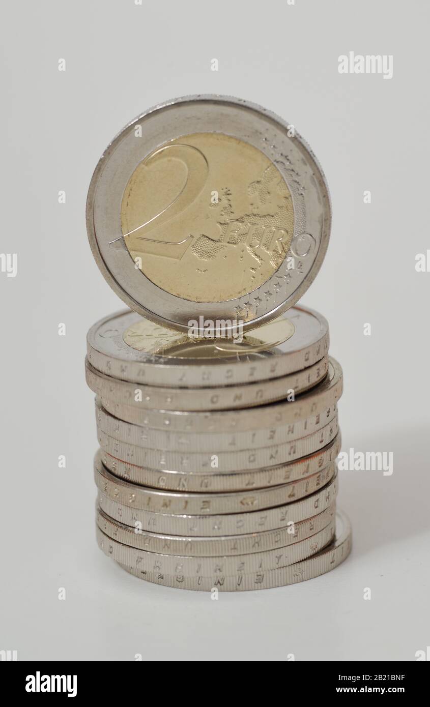 2 Euro Muenzen Stockfoto