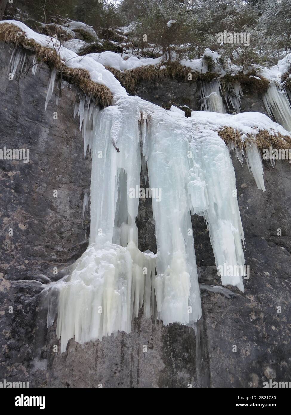Eisfall, Schlucht 'Serrai di Sottotuda', Dolmiten, Italien Stockfoto