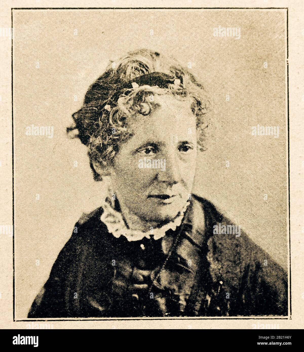 Harriet Elisabeth Beecher Stowe war eine amerikanische Abolitionistin und Autorin. Digitale verbesserte Reproduktion aus Der Illustrierten Übersicht über das Leben der Menschheit im 19. Jahrhundert, Ausgabe 1901, Marx Verlag, Sankt Petersburg Stockfoto