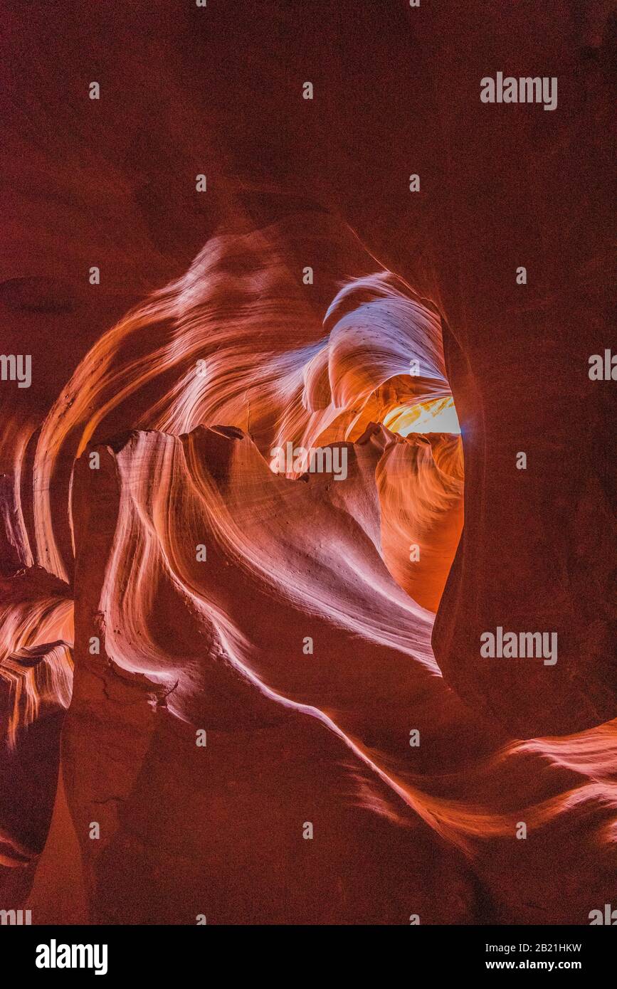 Fantastischer Blick auf das Antelope Canyon Liebeszeichen Arizona United States. Stockfoto