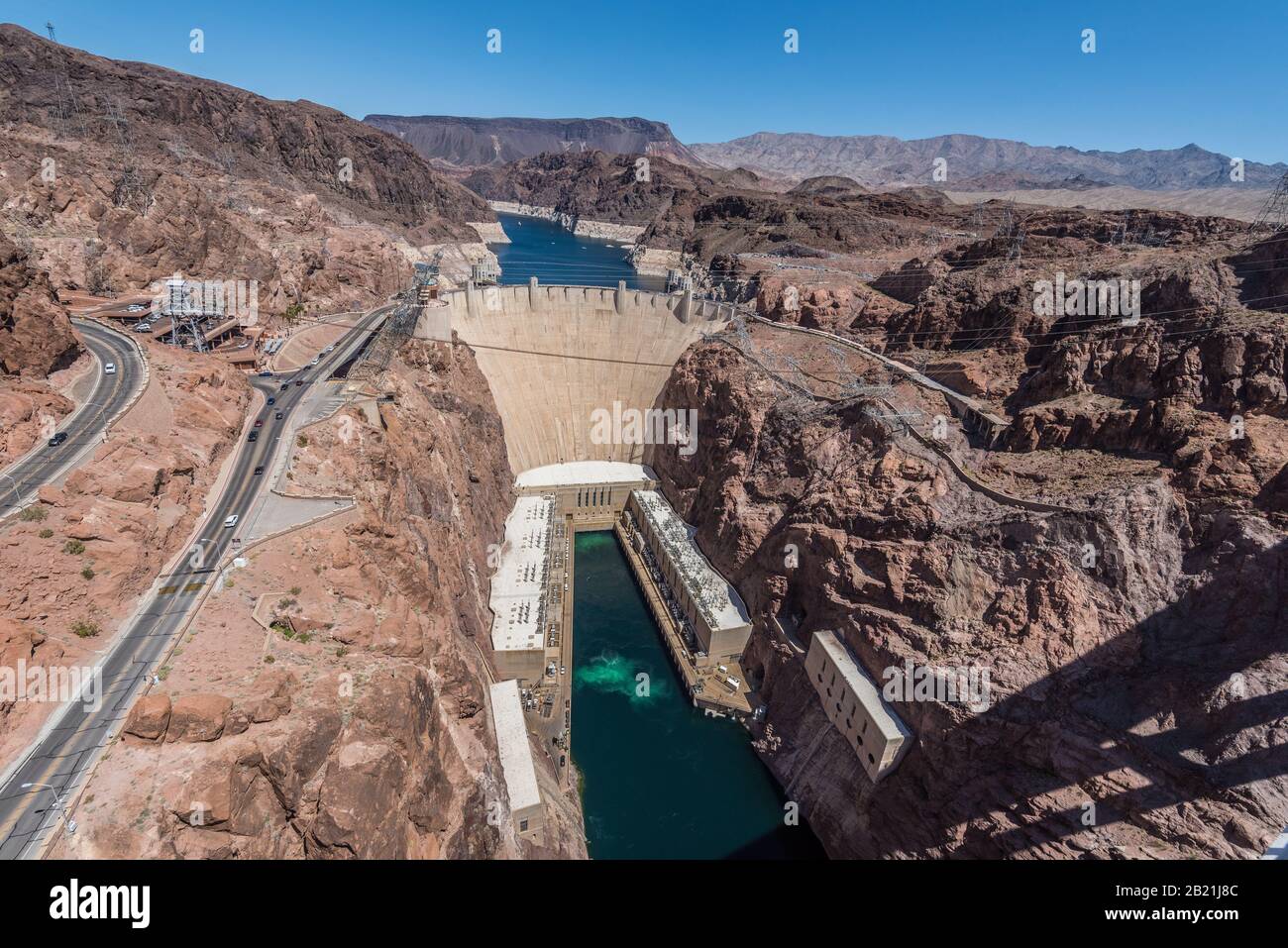 Blick von der Brücke des Hoover Dam Arizona United States. Stockfoto