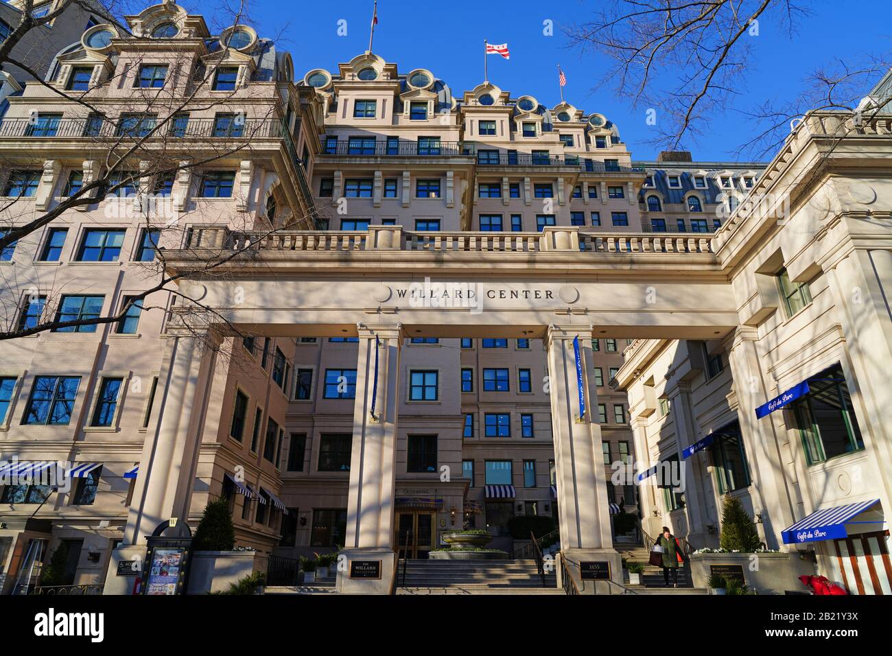 Washington, DC 21. FEBRUAR 2020 - Das Willard Intercontinental Hotel liegt zwei Blocks vom Weißen Haus an der Pennsylvania Avenue entfernt und ist ein Luxushotel in t Stockfoto