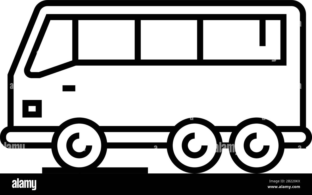 Symbol für Motorbuslinie, Konzeptzeichen, Konturvektorabbildung, lineares Symbol. Stock Vektor