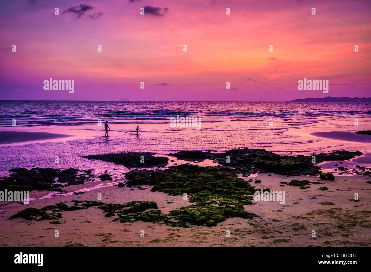Sonnenuntergang am Dongtan Beach, Pattaya, Thailand Stockfoto
