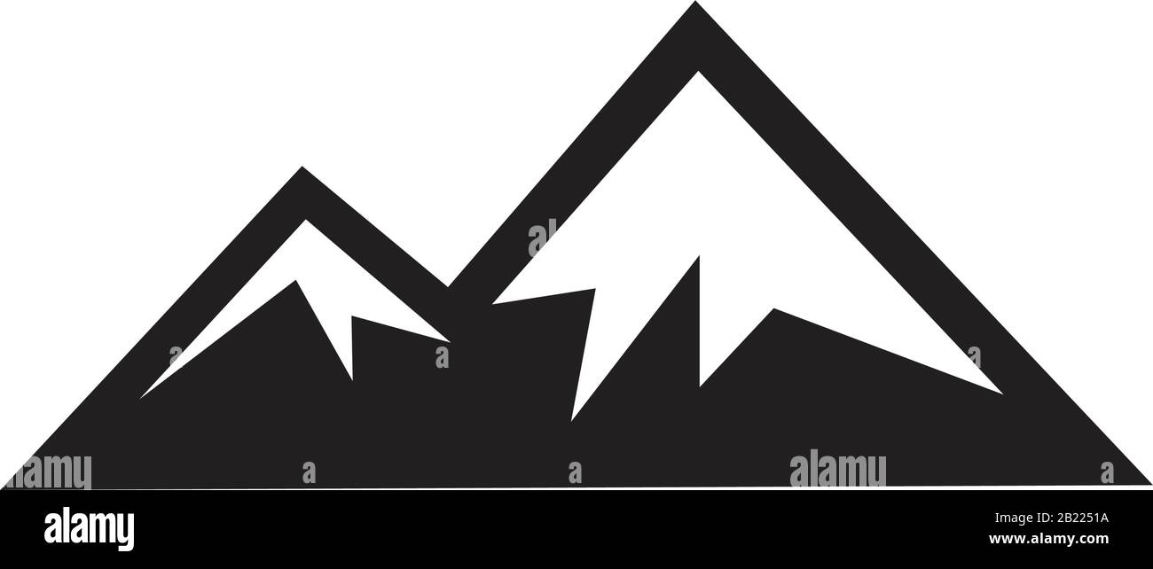 Mountain Large Natural Rock mit Schnee-Top-Symbol Vorlage schwarz Farbe editierbar. Berg großer Naturfelsen mit Schnee-Top-Symbol Flache vektor-illust Stock Vektor