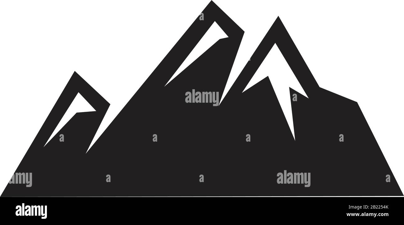 Mountain Large Natural Rock mit Schnee-Top-Symbol Vorlage schwarz Farbe editierbar. Berg großer Naturfelsen mit Schnee-Top-Symbol Flache vektor-illust Stock Vektor