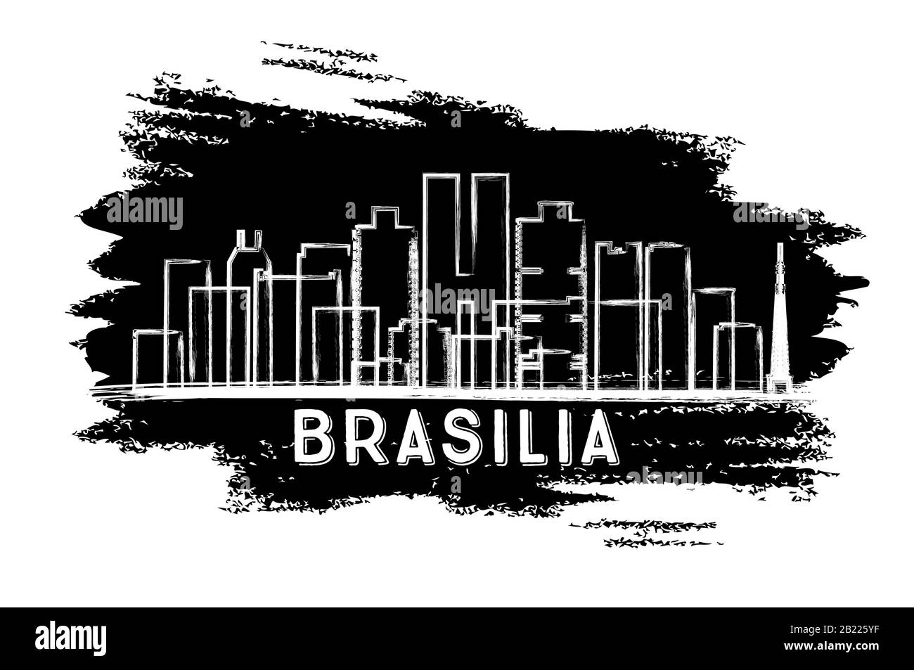 Brasília Brasilien City Skyline Silhouette. Handgezeichnete Skizze. Vektorgrafiken. Business Travel and Tourism Konzept mit Moderner Architektur. Stock Vektor