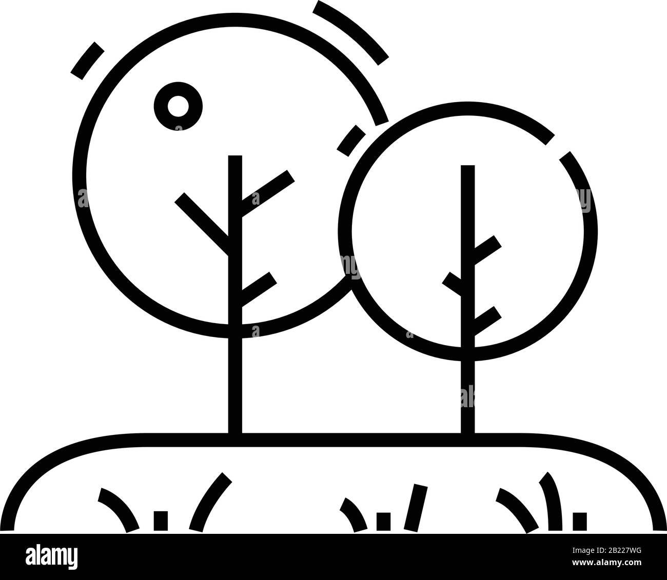 Symbol für äußere Waldlinie, Konzeptzeichen, Konturvektorabbildung, lineares Symbol. Stock Vektor