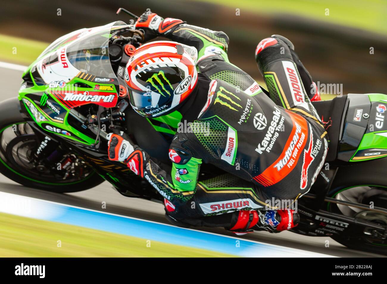 Melbourne, Australien, 29. Februar 2020. Kawasaki Racing Team-Fahrer Jonathan Rea (1) während der Motul FIM Superbike-Weltmeisterschaft, Phillip Island Circuit, Australien. Credit: Dave Hewison/Alamy Live News Stockfoto