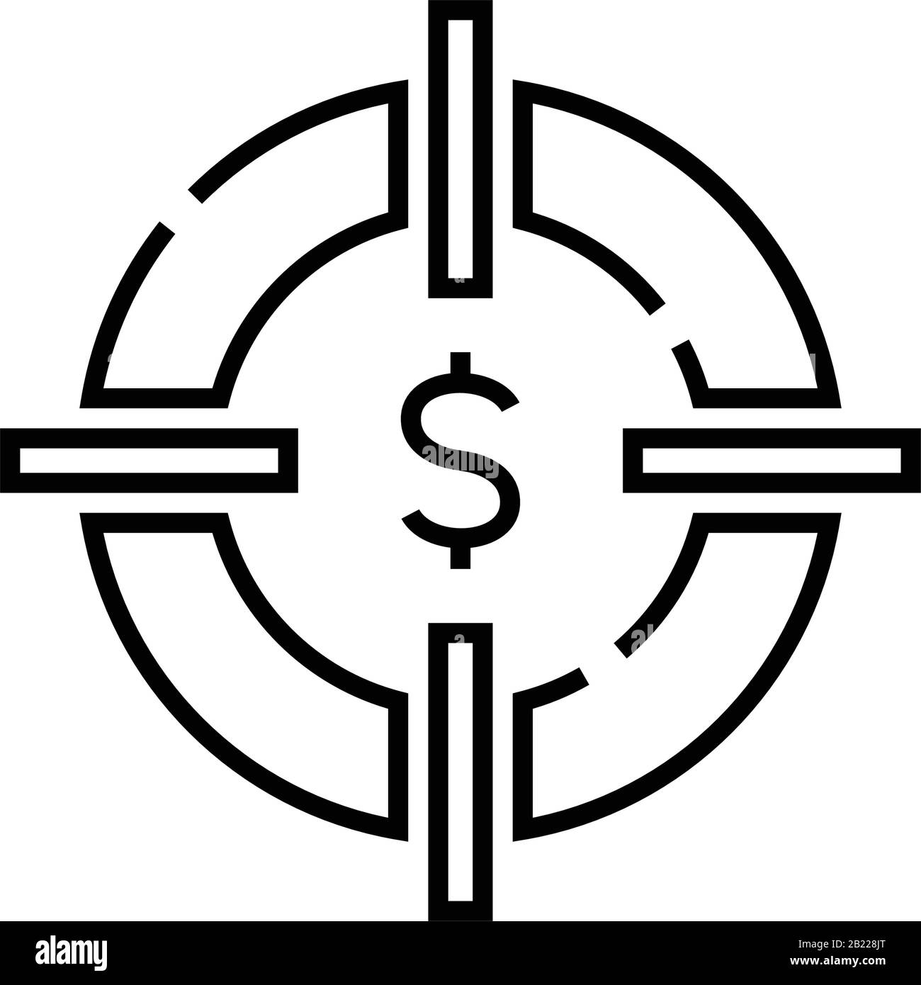 Geldzeilensymbol, Konzeptzeichen, Konturvektorabbildung, lineares Symbol. Stock Vektor