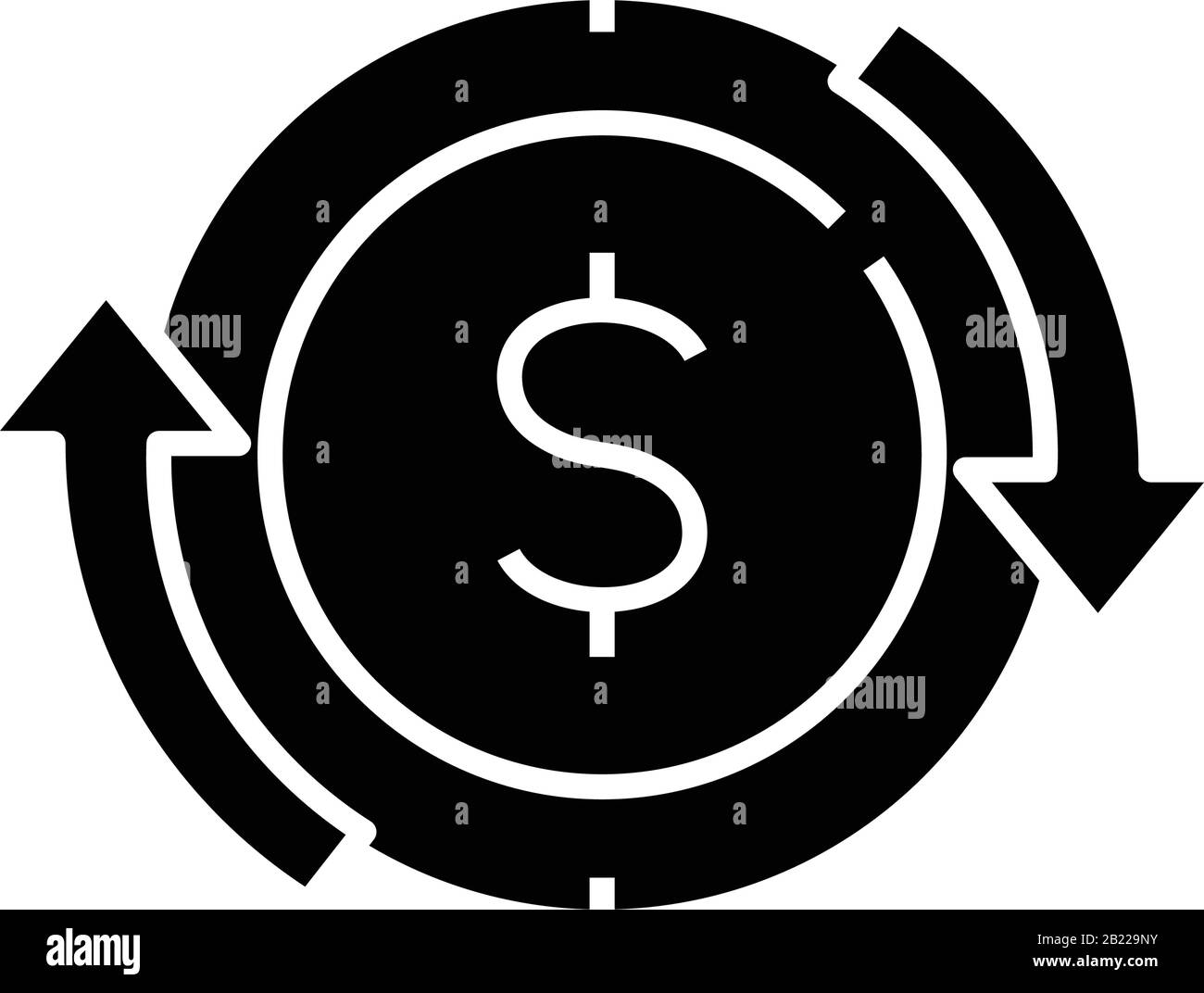 Schwarzes Symbol austauschen, Konzeptabbildung, Vektor-Flachsymbol, Glyph-Zeichen. Stock Vektor