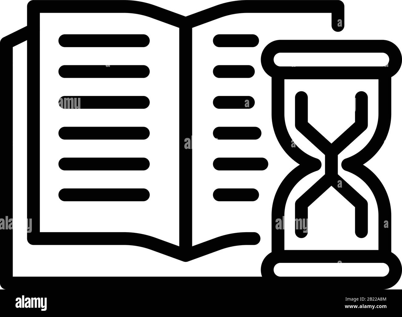 Öffnen Sie das Symbol Buch und Sanduhr, und wählen Sie den Stil der Umrisse aus Stock Vektor