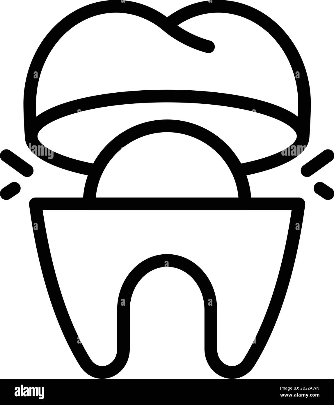 Cutaway Tooth Icon, Outline Style Stock Vektor
