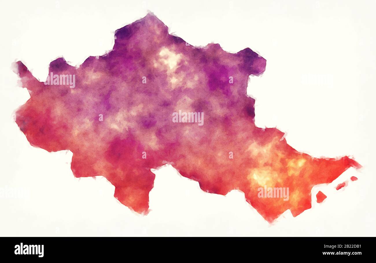 Nordöstliche Region, Aquarellkarte von Vietnam Stockfoto